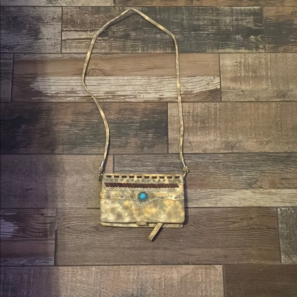 Gold and Brown Women's Crossbody Bag